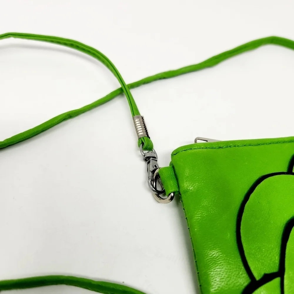 Unbranded | Women's Kelly Green Faux Leather Flower Crossbody Bag (One Size)